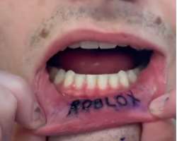Tofu is a tattoo lover and has an engraved tattoo under his lips.